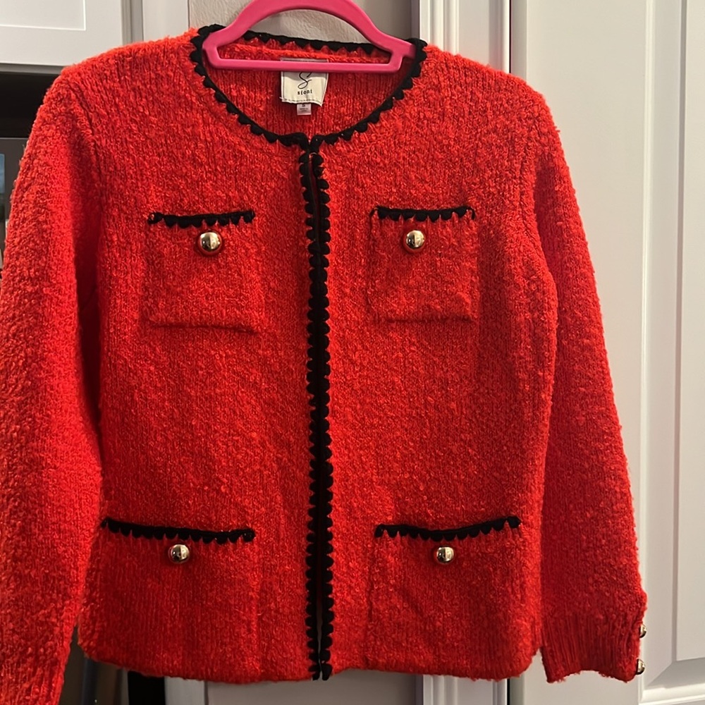 Sioni red classy holiday cardigan